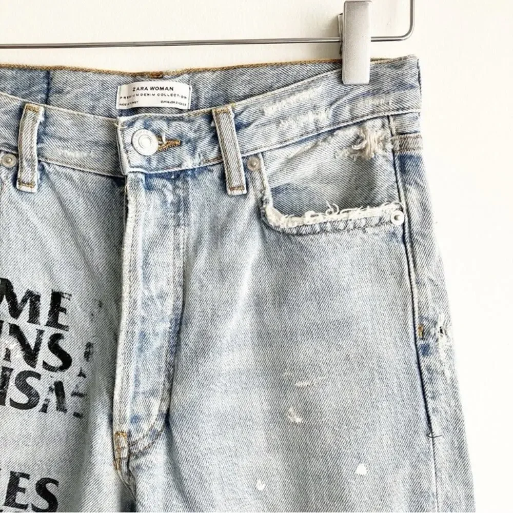 Zara 2 Jeans Femmes Against Trump Fascism LGBTQ Allies Femme - Picture 2 of 8